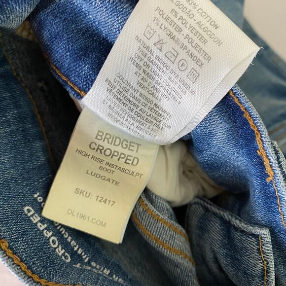DL1961 Bridget Cropped Boot Jeans Size 26 Ludgate Blue Raw Hem Classic Staple - Picture 15 of 15